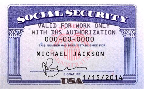 Social Security Number card example