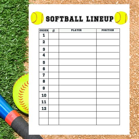 Softball Batting Lineup Template