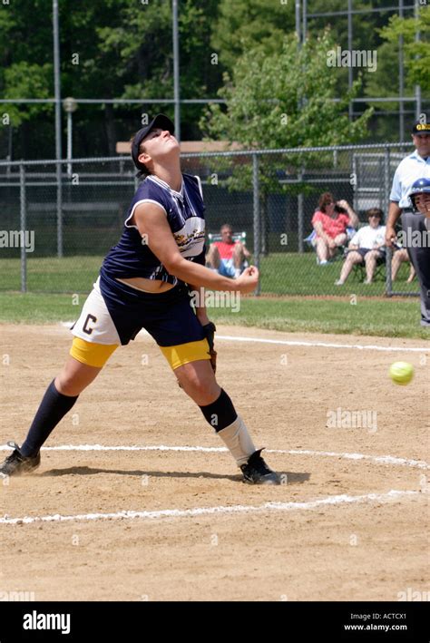 Softball Pitcher Throwing Straight Ball