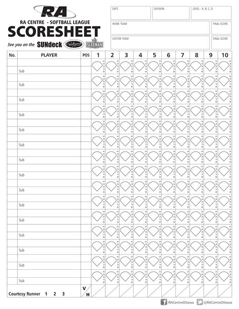 Softball Printable Score Sheets