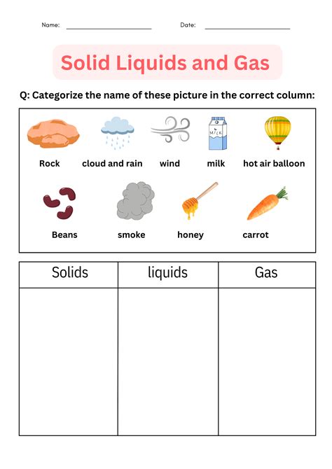 Solid Liquid Gas Printable