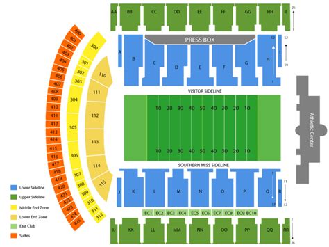 Southern Miss Football Stadium Seating Chart
