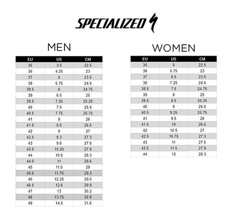 Specialized S Size Chart
