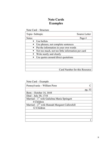Speech Notecard Template