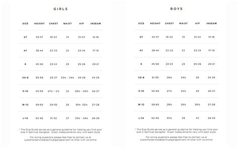 Spiritual Gangster Size Chart