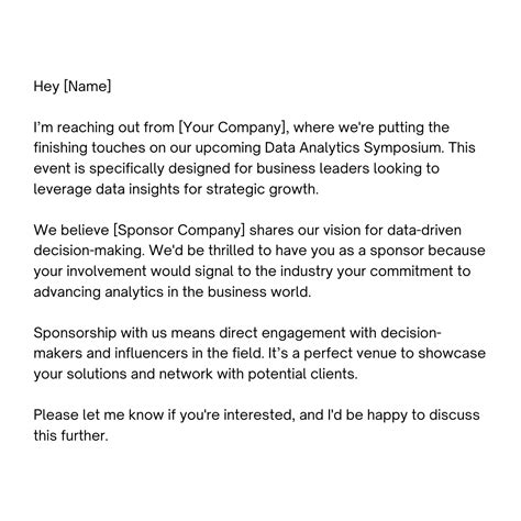 Sponsor Email Template