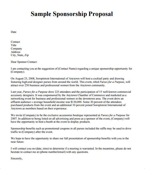 Sponsorship Proposal Template Word