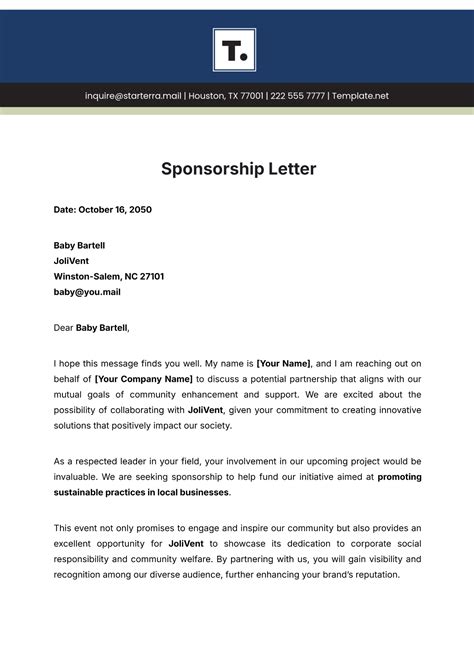 Sponsorship Request Letter Template