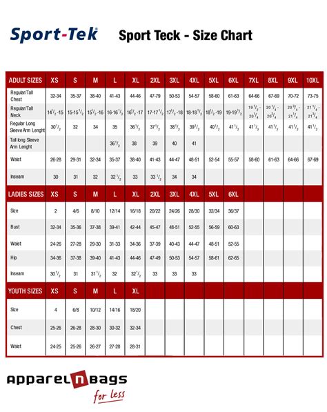 Sport-tek Size Chart