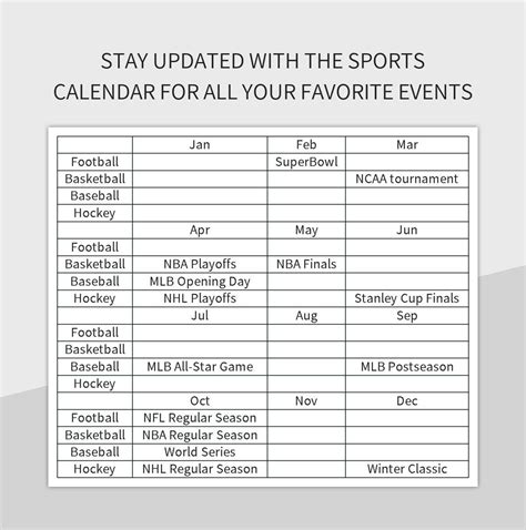 Sports Calendar Template