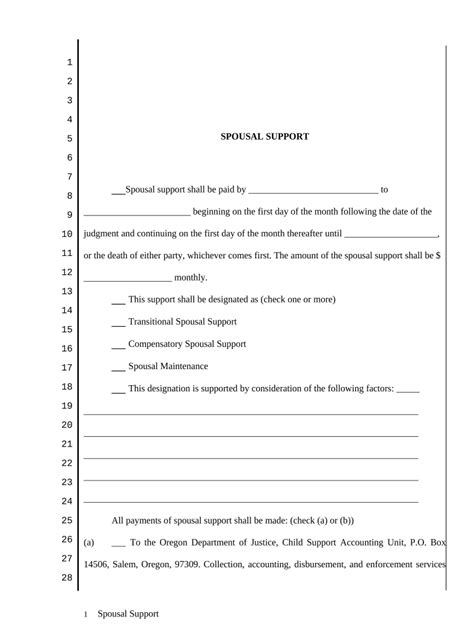 Spousal Support Agreement Template