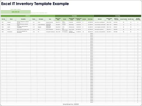 Spreadsheet Inventory Template