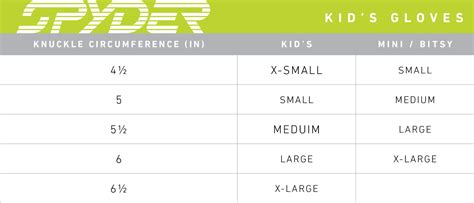 Spyder Youth Size Chart