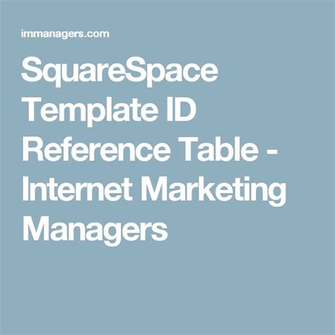 Squarespace Template Id Reference Table