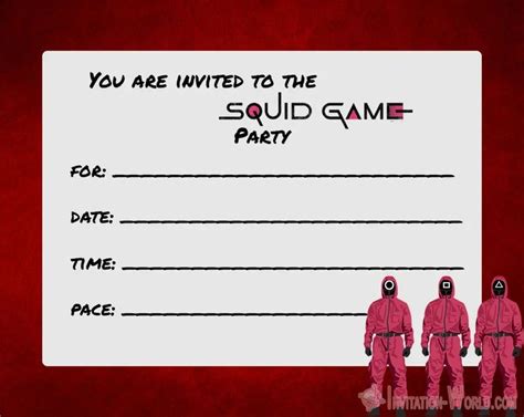 Squid Game Invitation Card Template Free