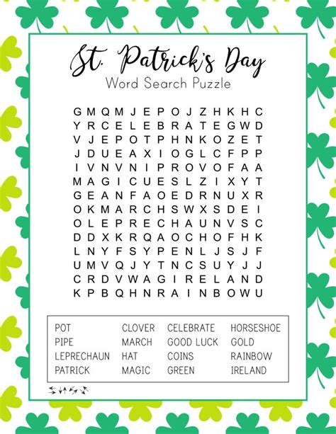 St Patrick's Day Puzzles Printable Free