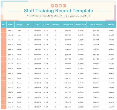 Staff Training Record Template Excel
