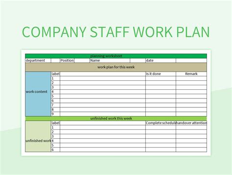 Staff Work Plan Template