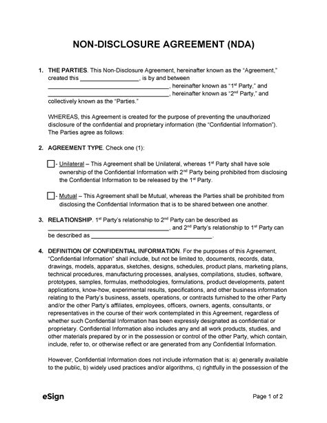 Standard Nda Agreement Template