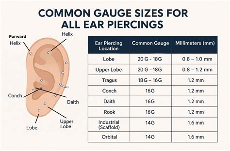Standard Piercing Gauge Chart