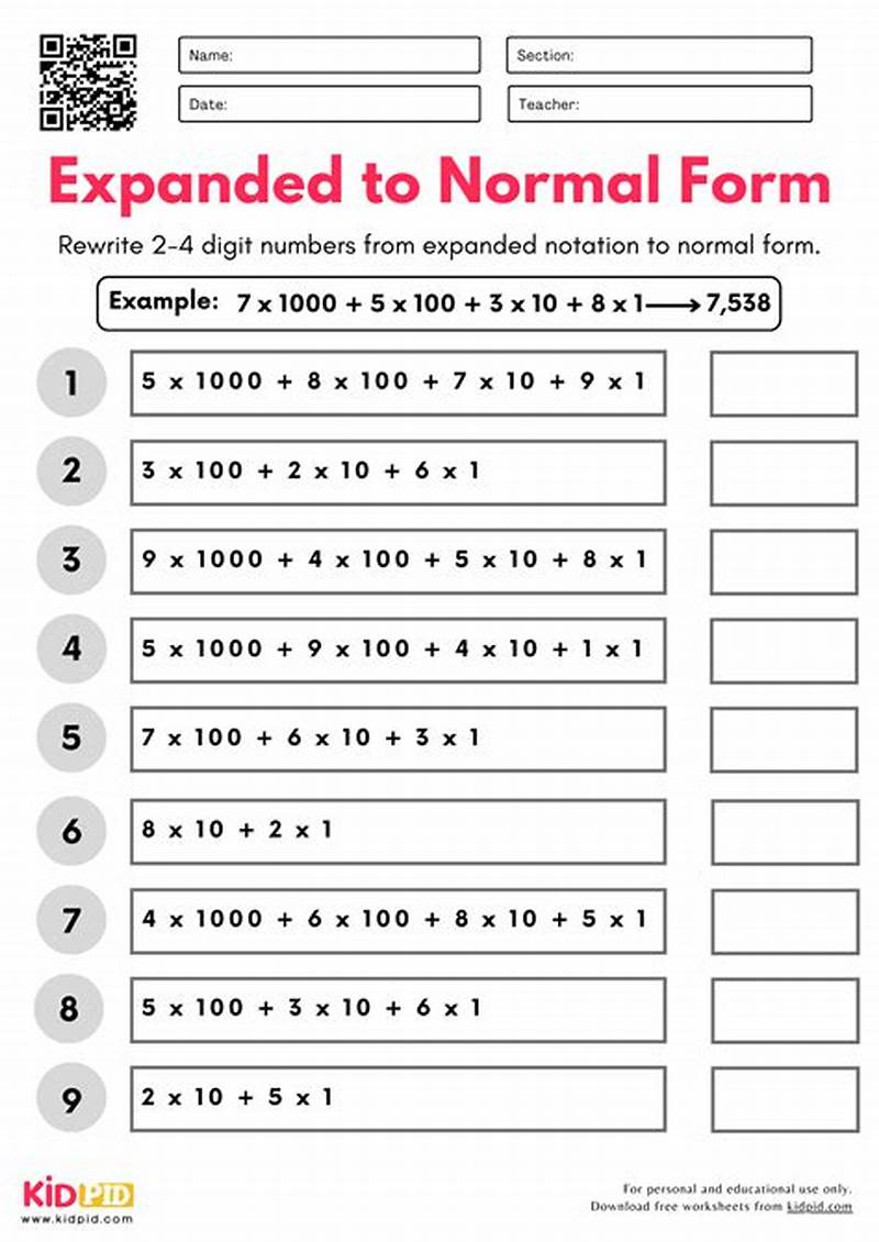 Standard To Expanded Form Worksheets
