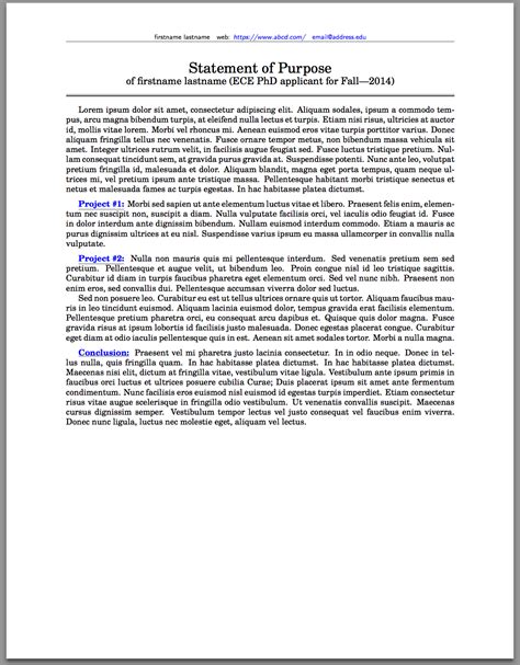 Statement Of Purpose Latex Template
