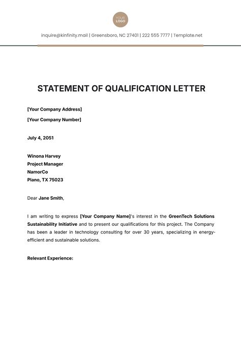 Statement Of Qualification Template