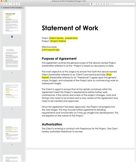 Statement Of Work Template For Website Development