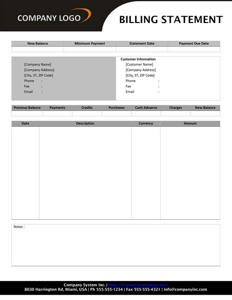 Statement Word Template