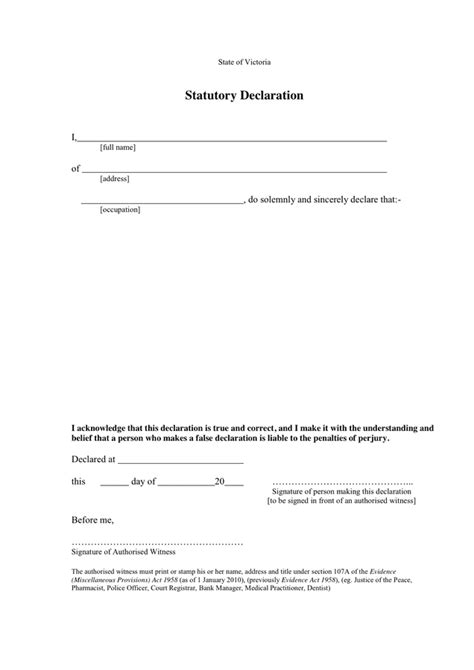 Statutory Declaration Template
