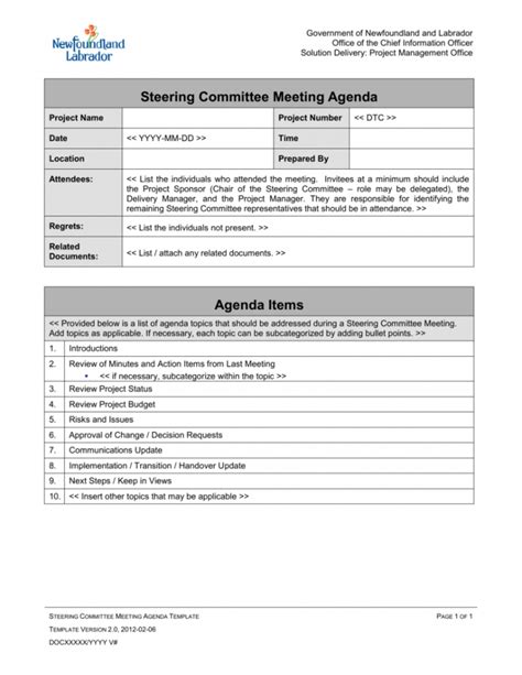 Steering Committee Template