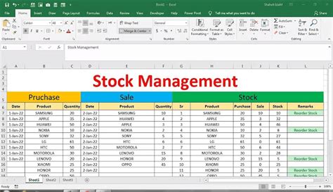 Stock List Template Excel
