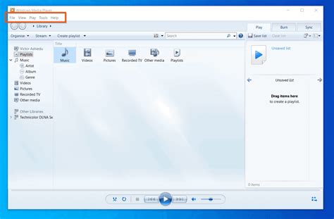 Stream Menu Windows Media Player