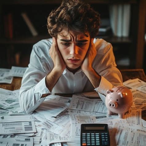 Stressful man looking at bills
