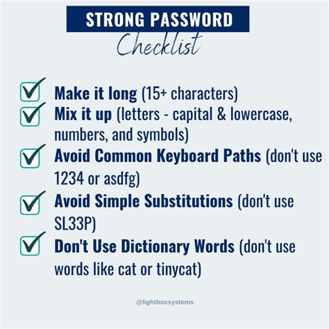 Strong password checklist