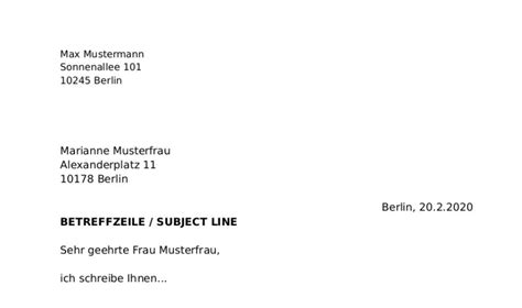 Structure of a German letter