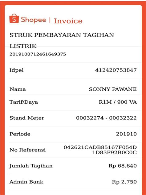 Struk pembayaran