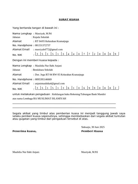 Struktur Surat Kuasa