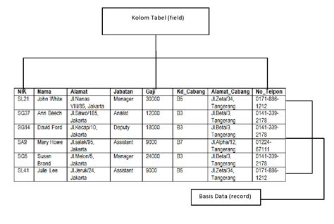 Struktur Tabel Database dengan Field