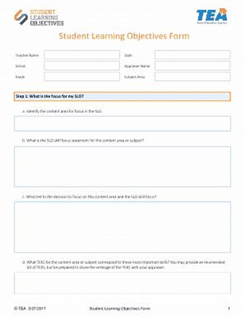 Student Learning Objective Form