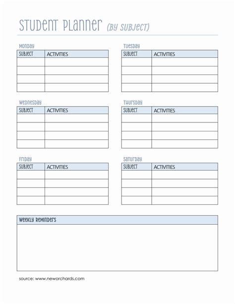 Student Planner Templates