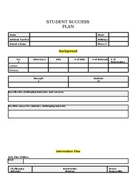 Student Success Plan Template