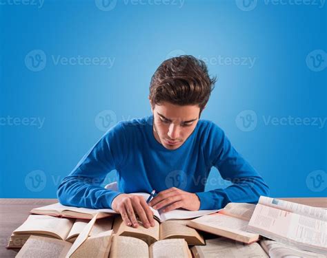 Young student studying hard