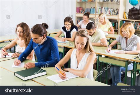 Students studying in classroom
