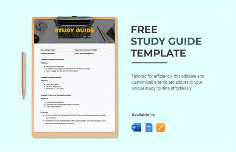 Study Guide Template Google Docs