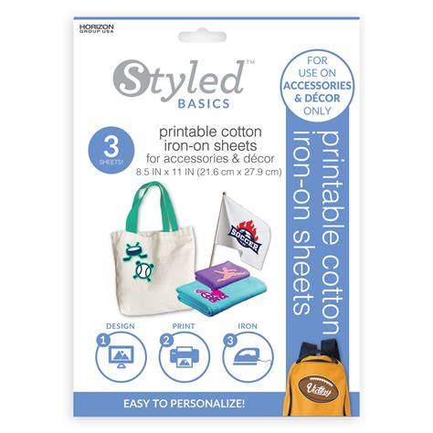 Styled Basics Printable Cotton Iron On Sheets