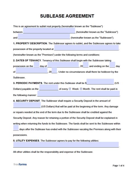 Sublease Contract Template