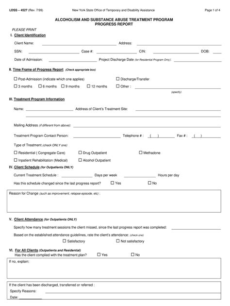Substance Abuse Treatment Progress Report Template