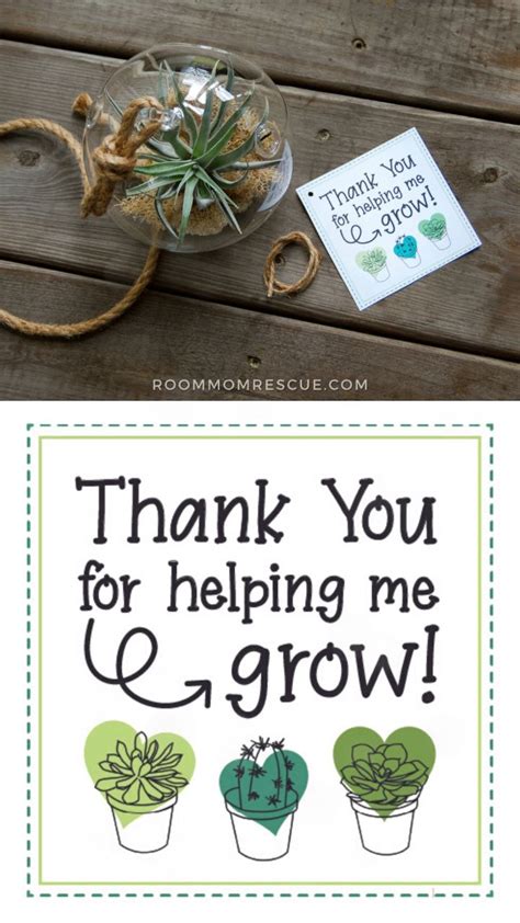 Succulent Tag Printable Thank You For Helping Me Grow