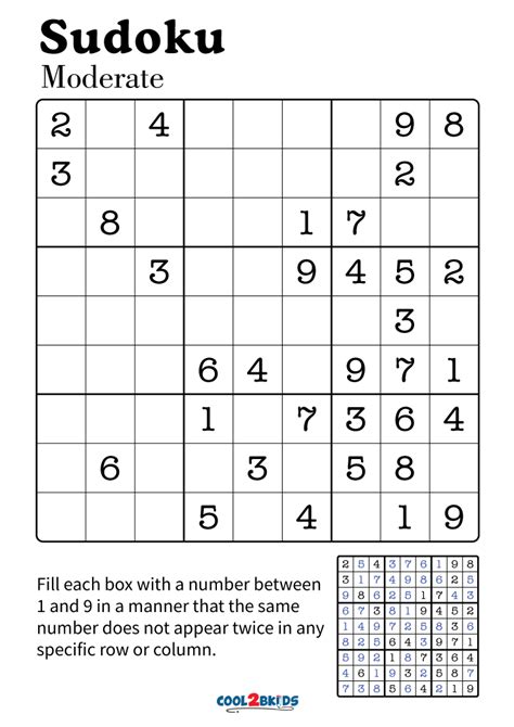 Sudoku Medium Free Printable